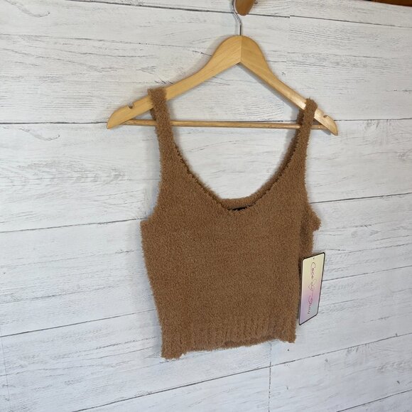 Coco & Shay Tank Top Womens SZ Medium Camel Brown Super Soft Cozy Crop Academia - Picture 14 of 16